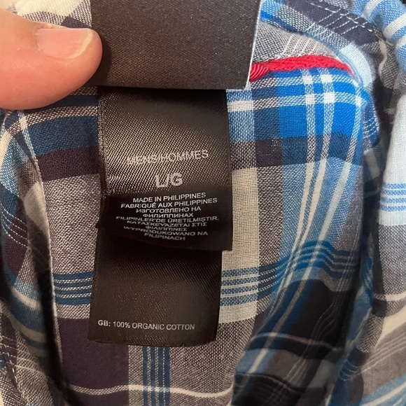 North Face Mens Large Blue Plaid Button Down Short Sleeve Comfort Outdoors - Picture 2 of 4